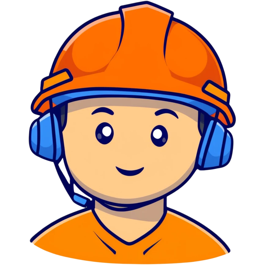 Asian man wearing bright orange safety helmet emoji