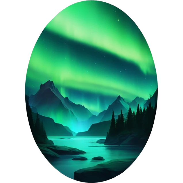 Green tone northern lights, aurora borealis emoji