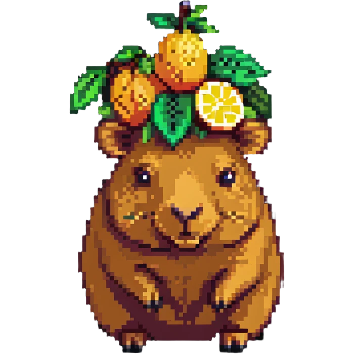 capybara with a citrus fruit on its head emoji