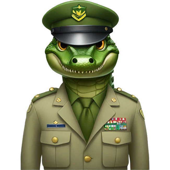 Alligator wearing a army suit emoji