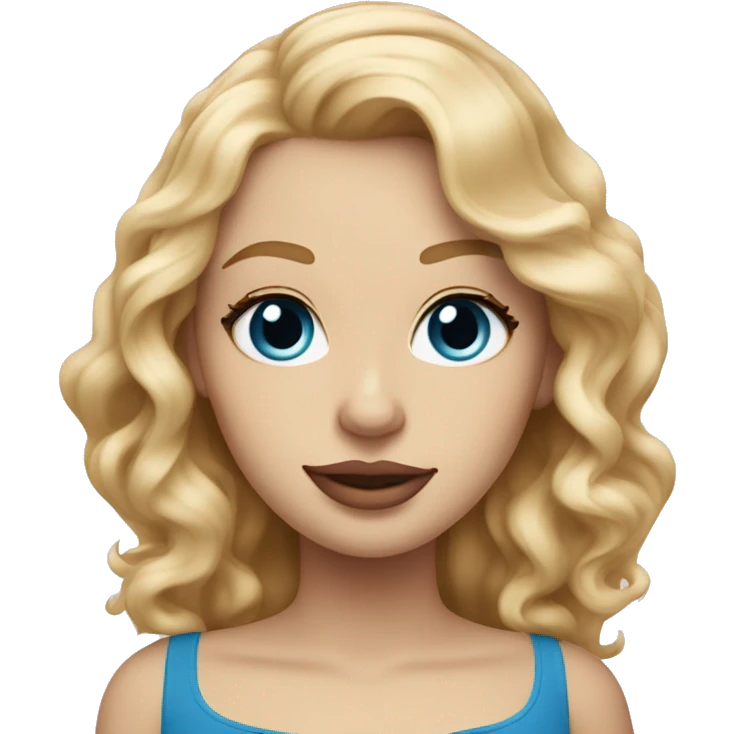White strawberry blonde female with long wavy hair and blue eyes and pink lips emoji