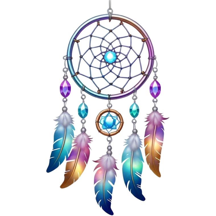 Iridescent nebula Dreamcatcher-suncatcher hanging from a thin thread emoji