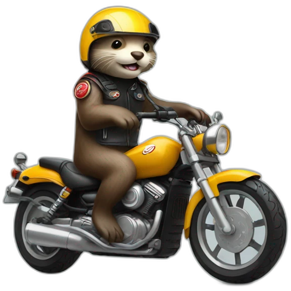 otter riding a matic motorcycle wearing helmet emoji