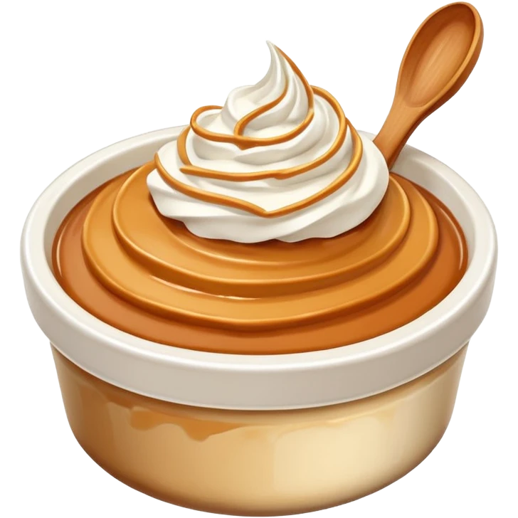 Dulce de leche in a ramekin with cream on top emoji