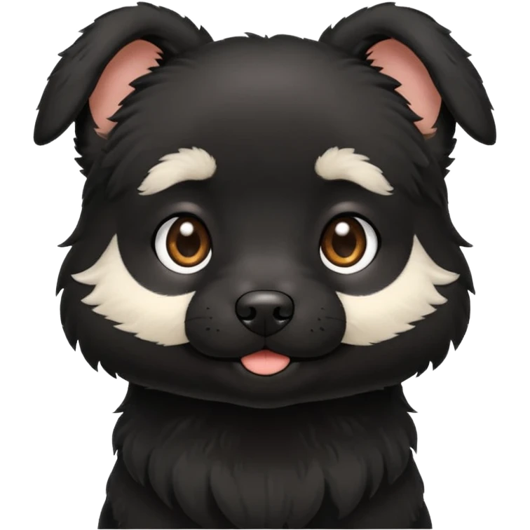 a little cute black dog saying "默默哒" emoji