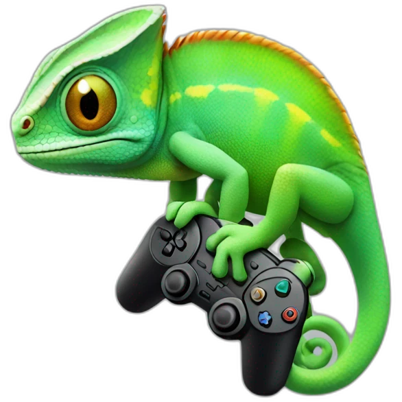 chameleon with a controller emoji