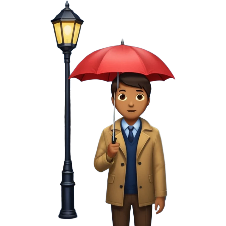 Man with umbrella , streetlight reflection, Midnight Wander. emoji