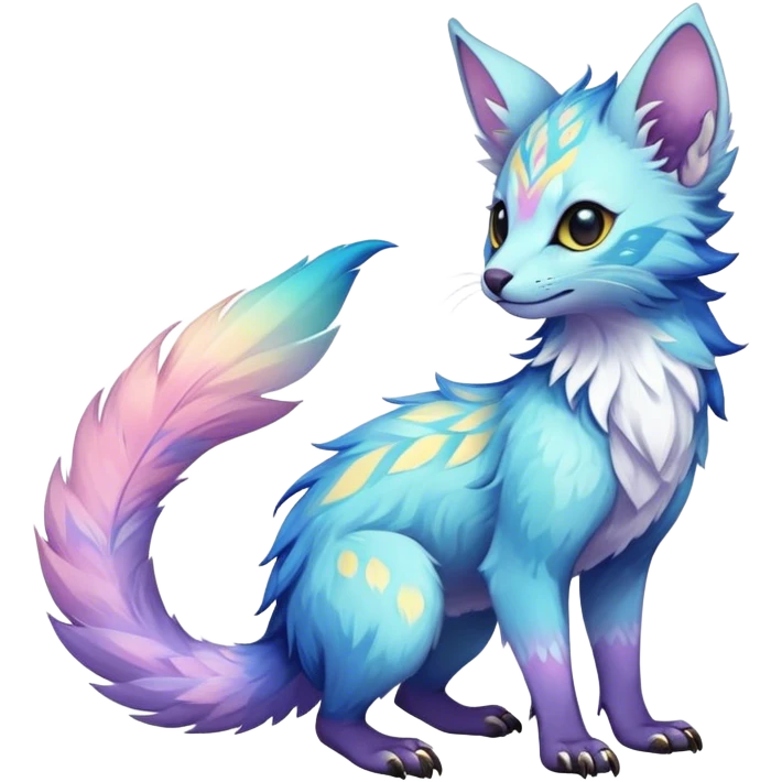 Epic Feral Rare Fantasy shiny pastel Vernid-Trico-species by LiLaiRa, random markings, tufted tail, tufted ears, full body emoji