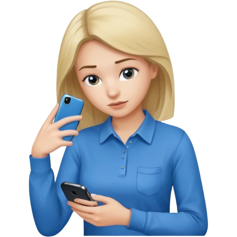 girl holding a phone posing bent over  emoji