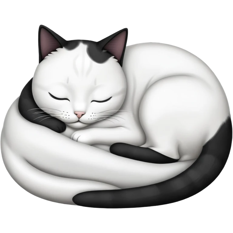 Black and white Devon cat sleeping emoji