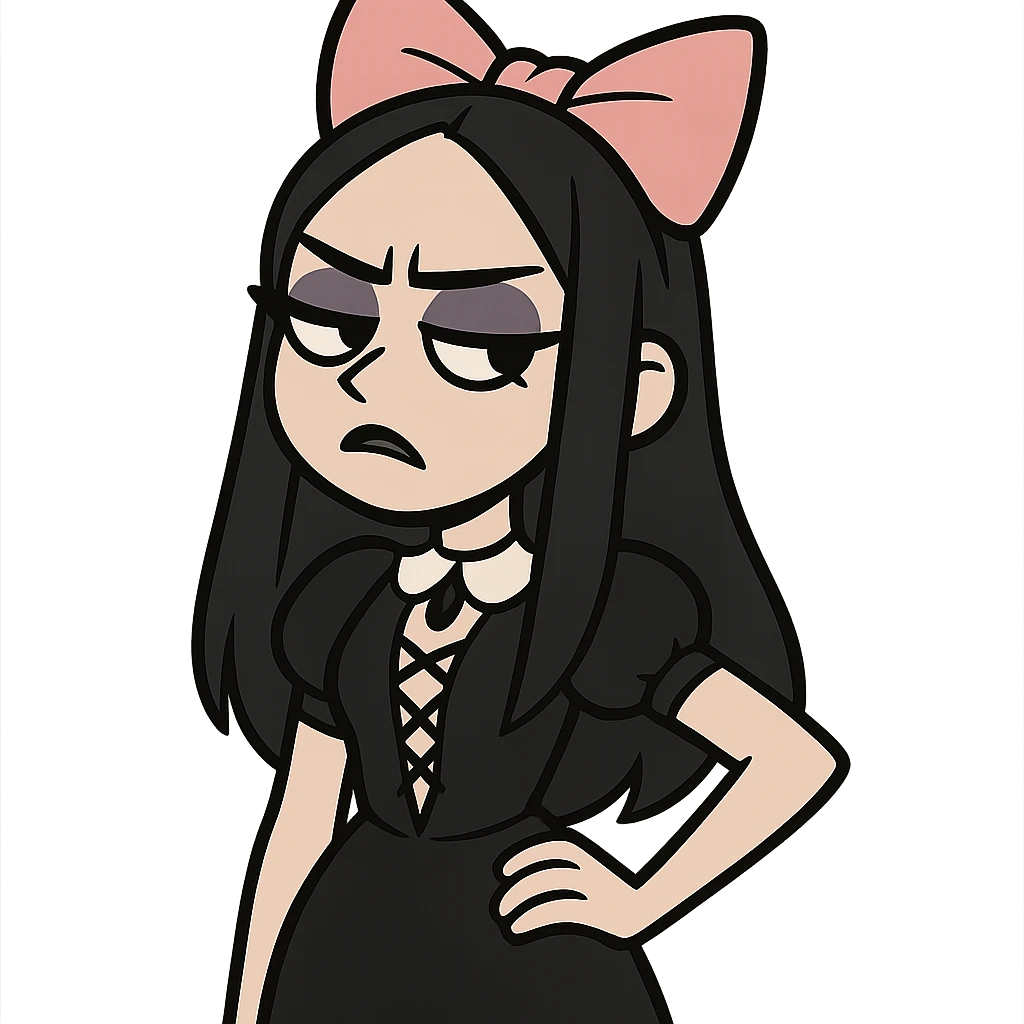 pink gothic bow, variation 4, flat-toon style emoji
