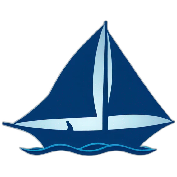 a blue sailing boat silhouette on the sea emoji