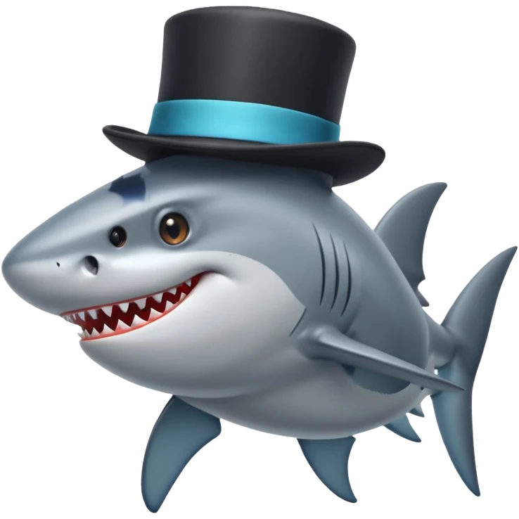 Shark with a top hat emoji
