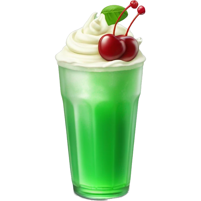 soft green soda drink with cream and cherry on top emoji