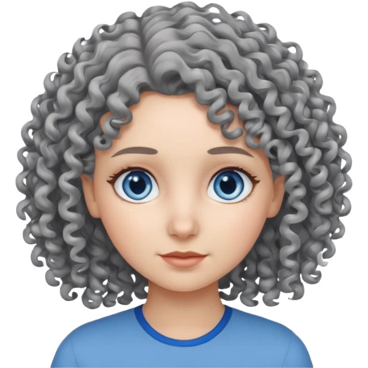 girl with grey curly hair and blue eyes emoji