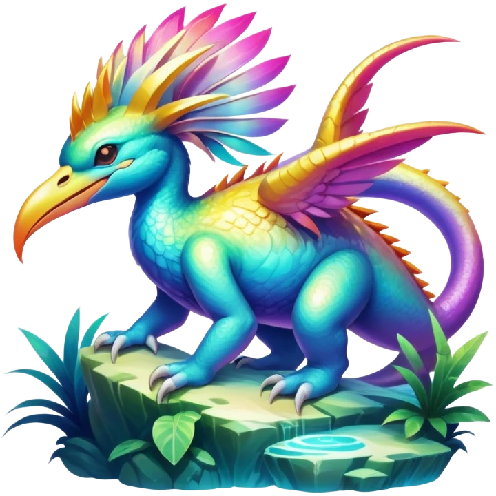 Epic shiny tropical divine legendary complex detailed iridescent gradients aesthetic-Fakémon-creature-scenery emoji