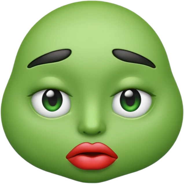 Can you make a green emoji. the eyes look to the side. with a pouting lips emoji