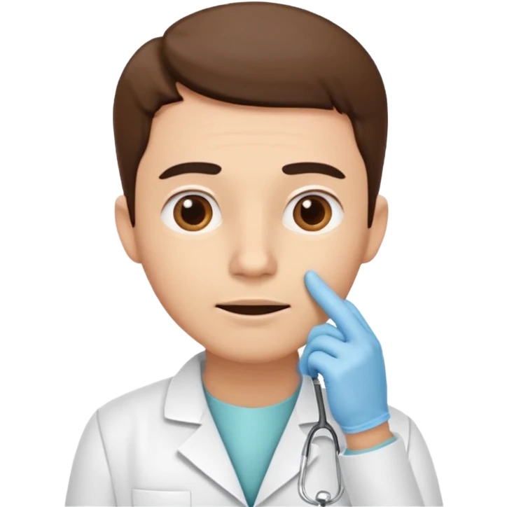 a dentist with a hand on chin, pondering emoji