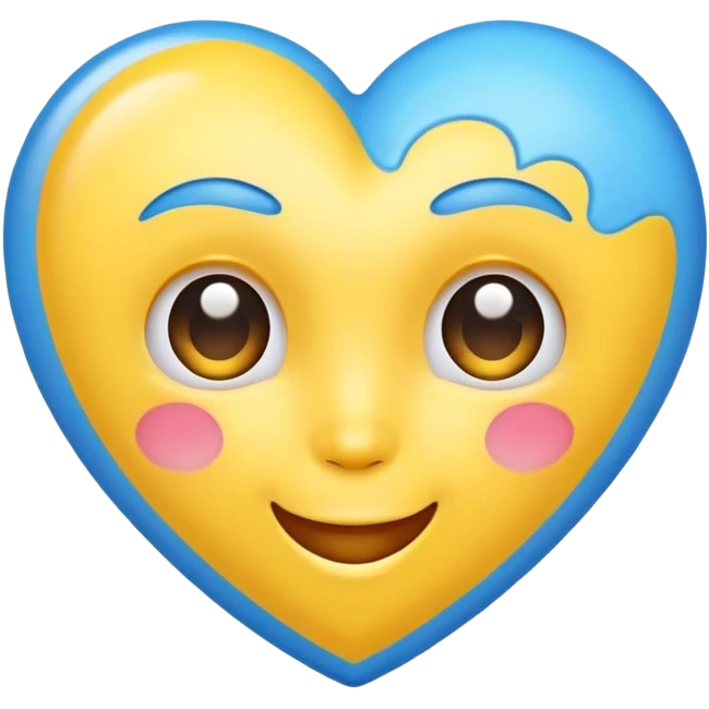 Love face with blue and yellow heart emoji