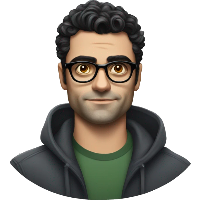 young oscar isaac with glasses and clean shaven short hair emoji