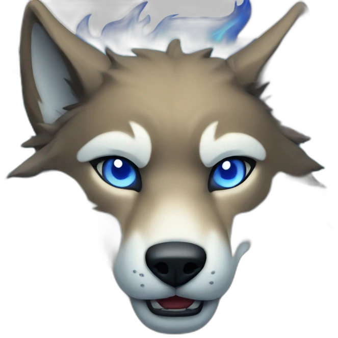 a wolf made of blue flames emoji