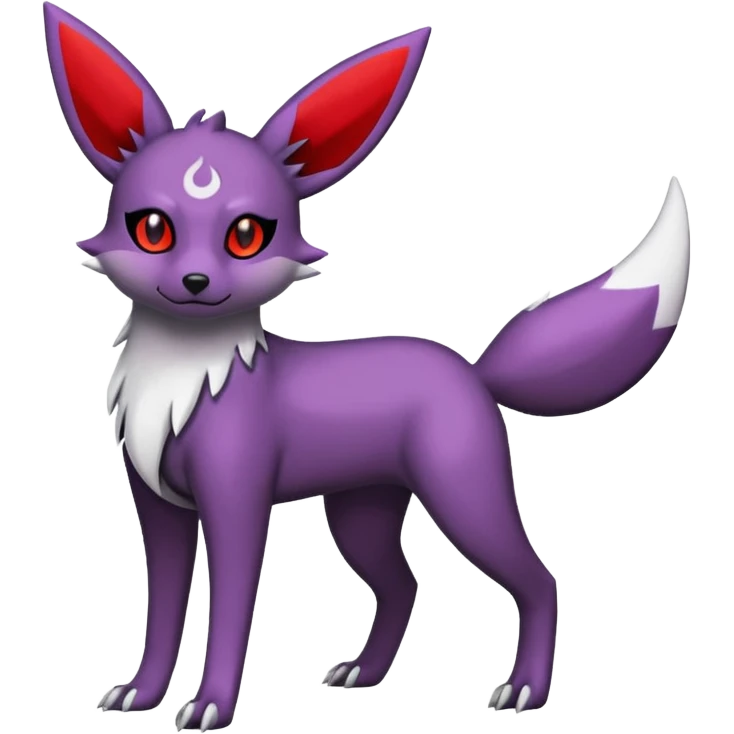 Dark gloomy violet white black Umbreon-Vernid-Zangoose-fusion (full body) emoji