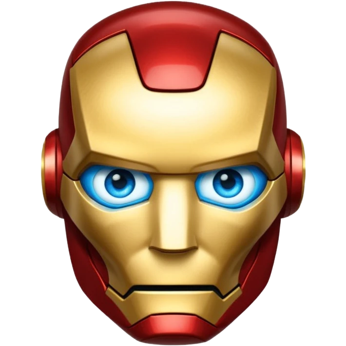 Iron Man face emoji, glowing blue eyes, metallic look, apple style emoji emoji