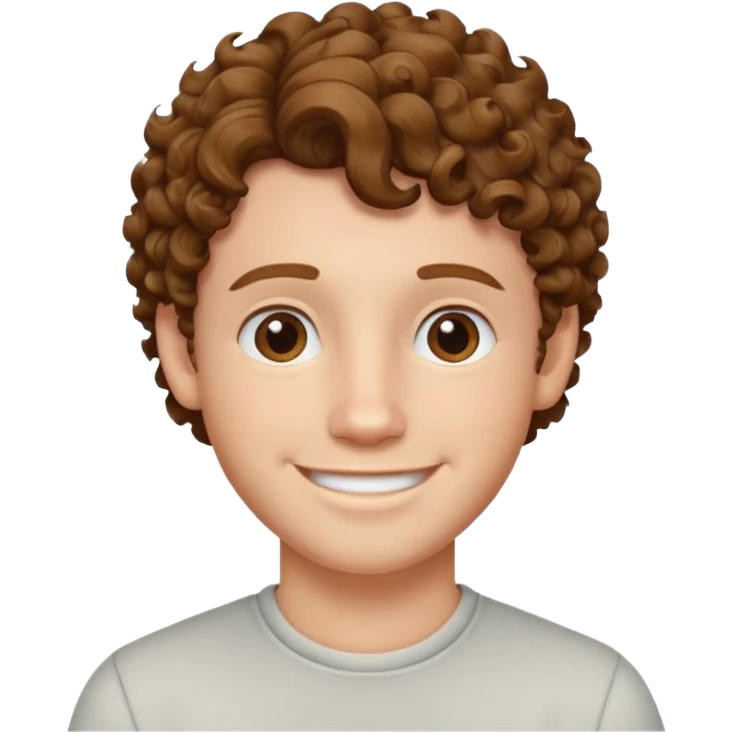 A white boy with curly brown hair not too curly but wavy in a low taper fade emoji
