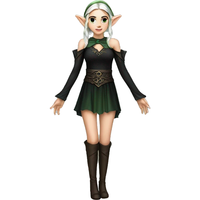 female elf fantasy black dress emoji