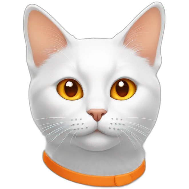 White cat with orange emoji