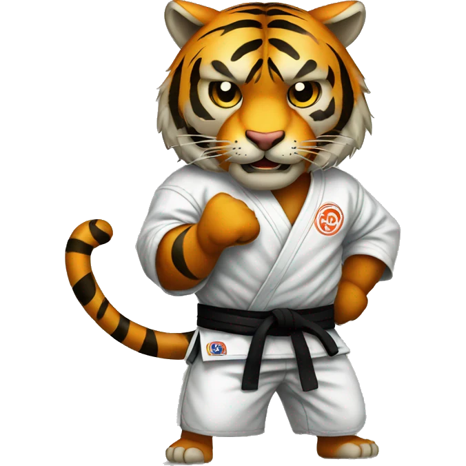 Tiger with evil face   jiu jitsu with his arms crossed emoji
