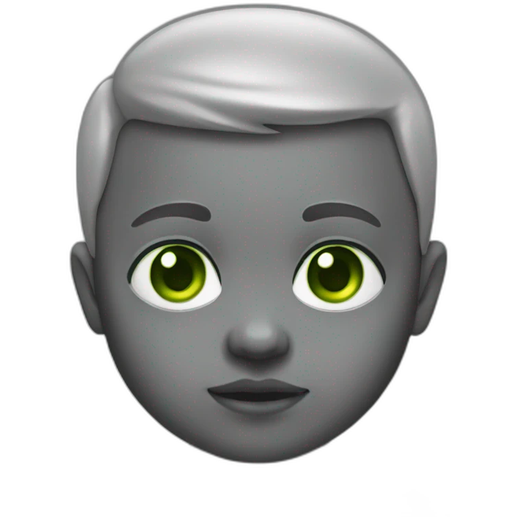 WhatsApp infant emoji with grey skin and green eyes and no hairs emoji