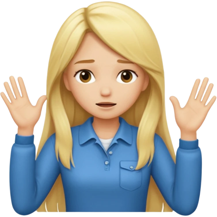 blonde cartoon girl long hair making time out gesture emoji