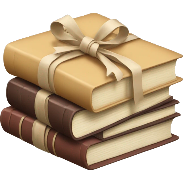  books stacked up and tied together by a beige bow emoji
