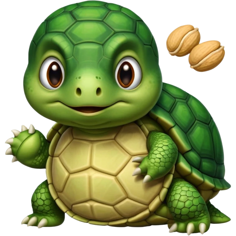 Frowning turtle holding 2 peanuts emoji