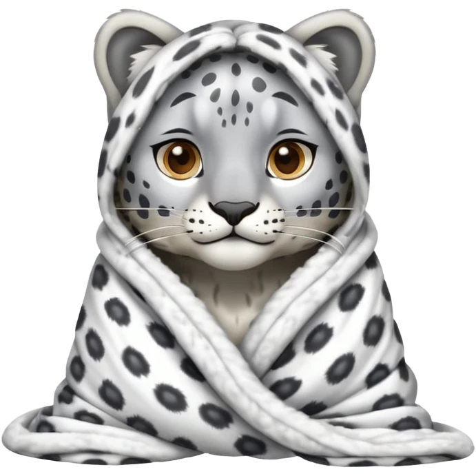 Shivering snow leopard in a blanket emoji