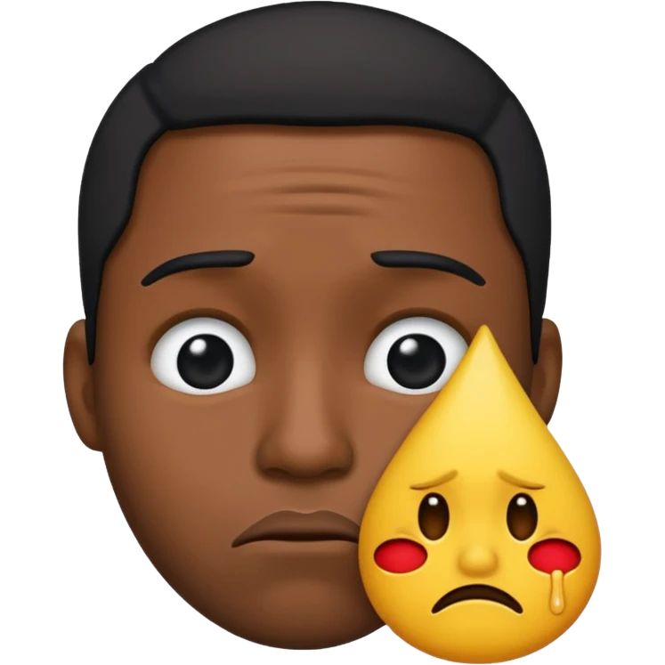 Black man emoji shedding a tear with a frown emoji