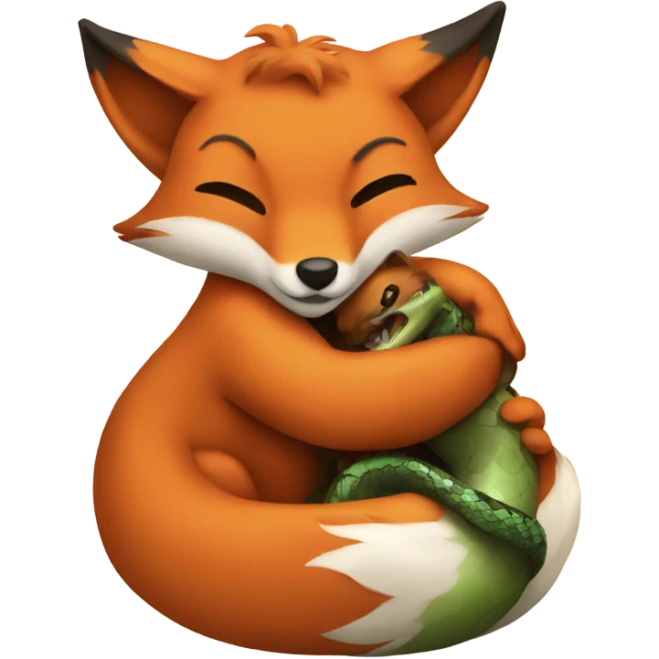fox hugs snake emoji