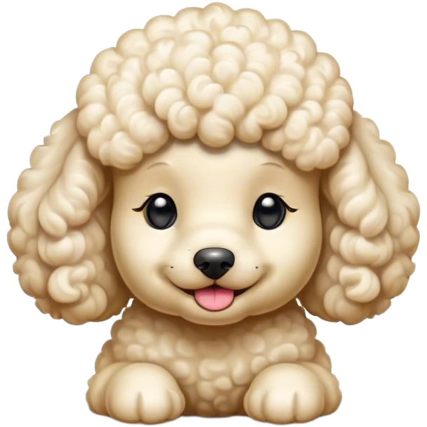 Meme-Worthy Cute Sleeping Cream Poodle Portrait Emoji, Head resting peacefully with a contented smile, showcasing a delightfully elegant build and a luxuriously soft, curly cream Fur, eyes shut in a serene nap, Simplified yet hilariously adorable features, highly detailed, glowing with a soft, drowsy light, high shine, relaxed and utterly lovable, stylized with an air of playful laziness, bright and heartwarming, soft glowing outline, capturing the essence of a comically sleepy companion, so meme-worthy it feels like it could instantly become the next viral sensation of adorable slumber! emoji