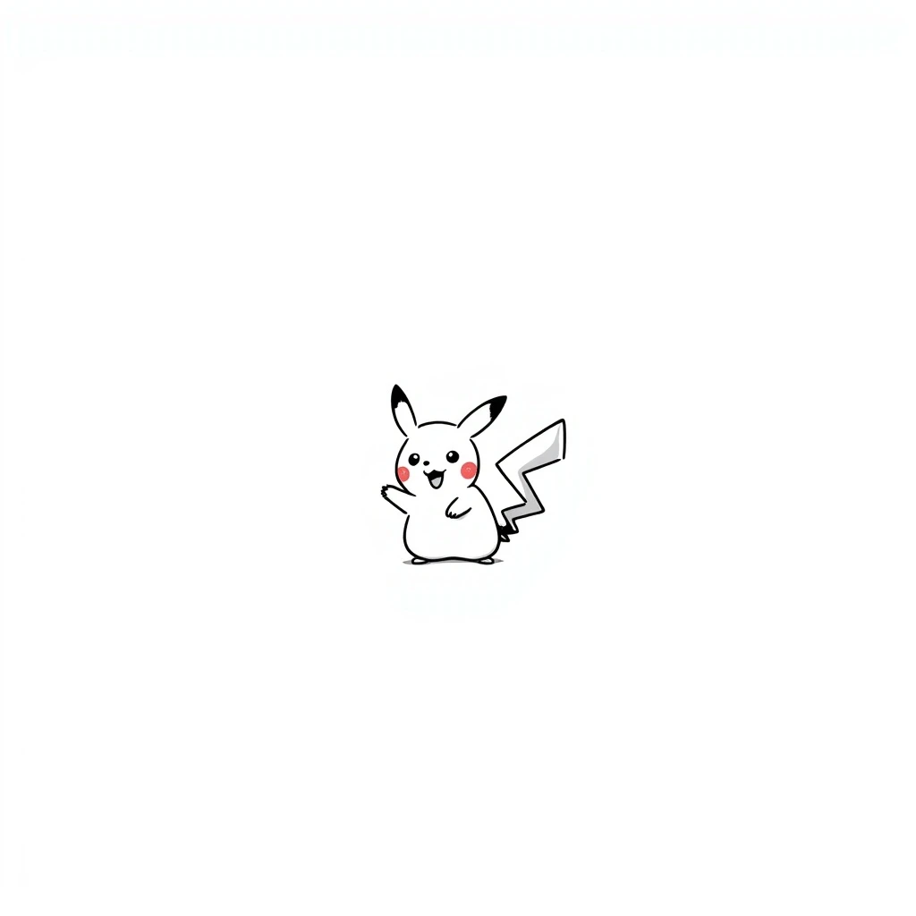 playful Pikachu, hand drawn doodle style, black outlines, white background emoji