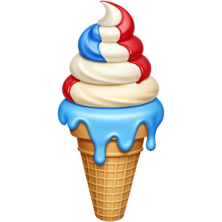 Red white and blue ice cream cone emoji