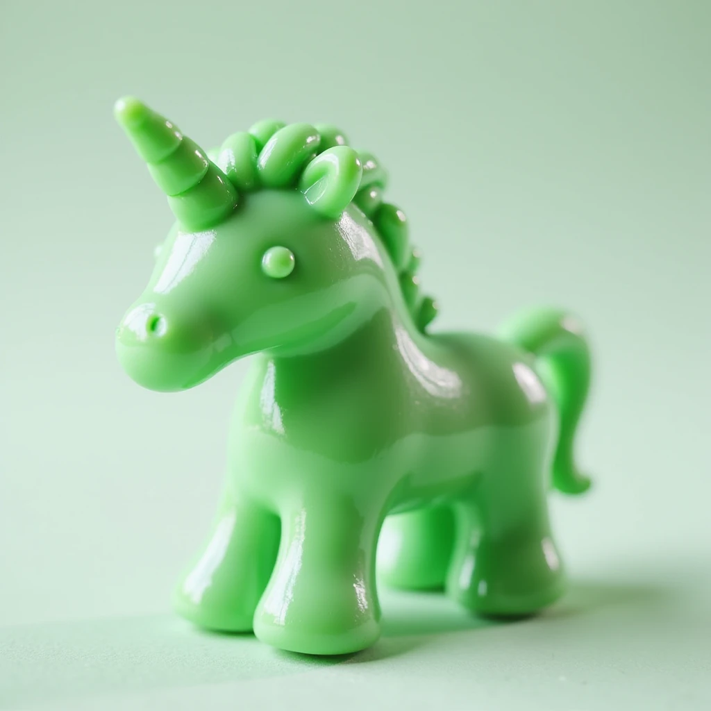 realistic green candy shaped like a unicorn, photorealistic style emoji