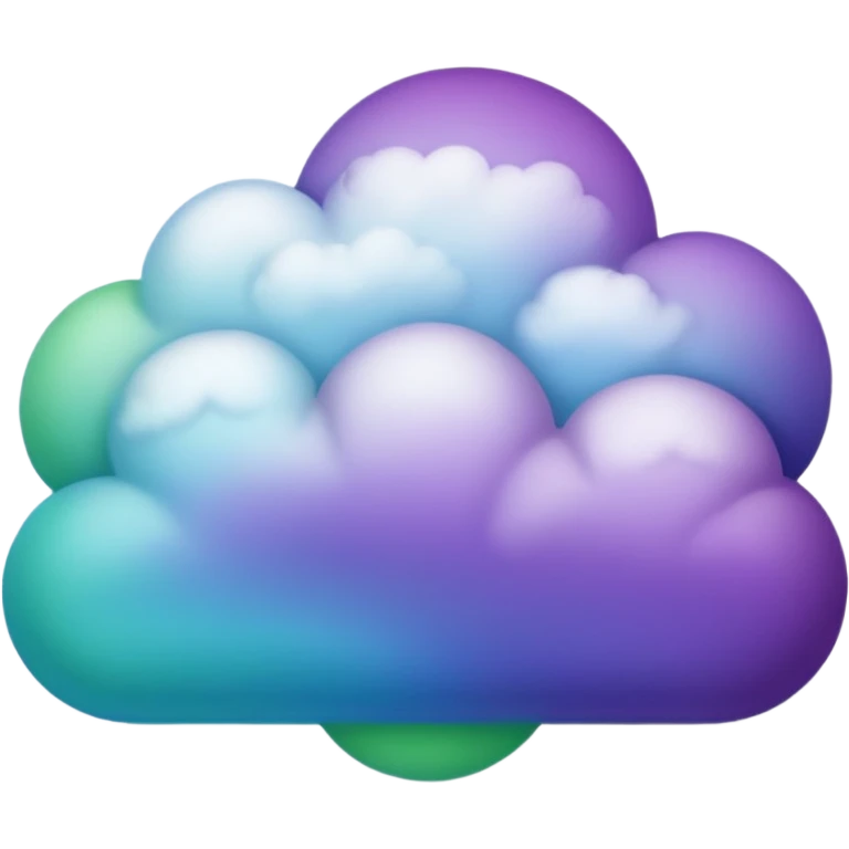 purple and green and blue gradient fluffy cloud emoji