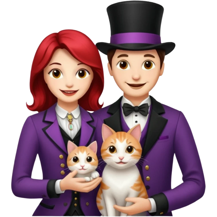 magician couple and their pet cat emoji