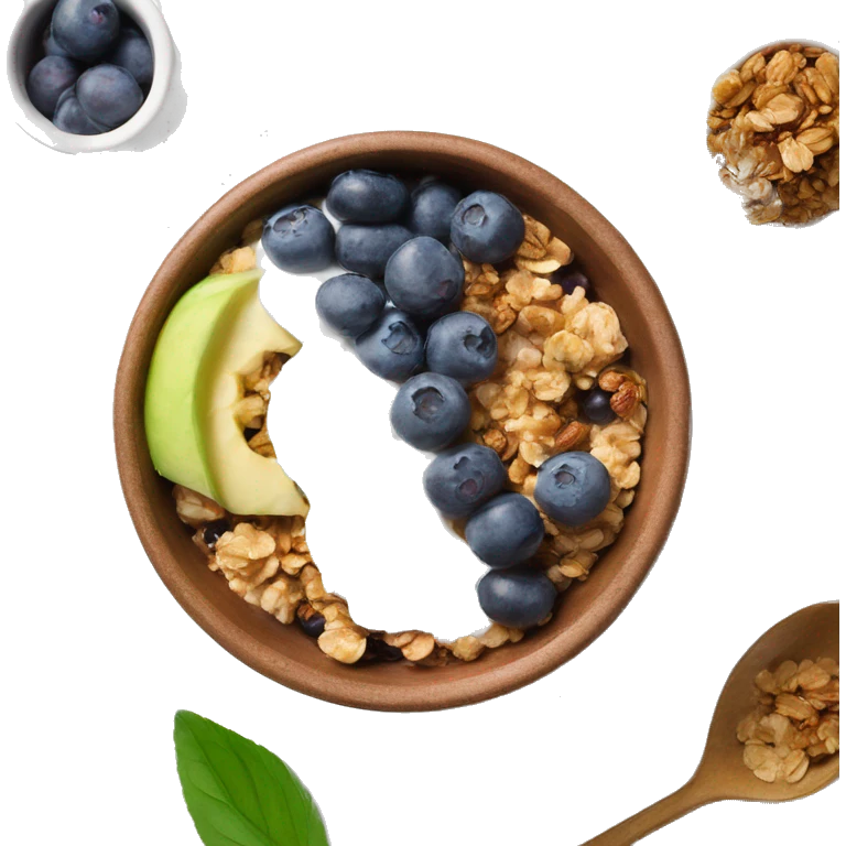 Acaí bowl with greek yogurt and blueberries granola emoji