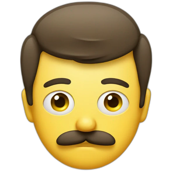 mustache style with a round yellow emoji face in the form of a confused expression emoji