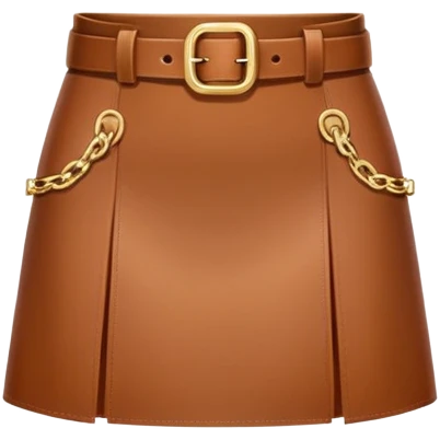 mini brown leather skirt with belt emoji