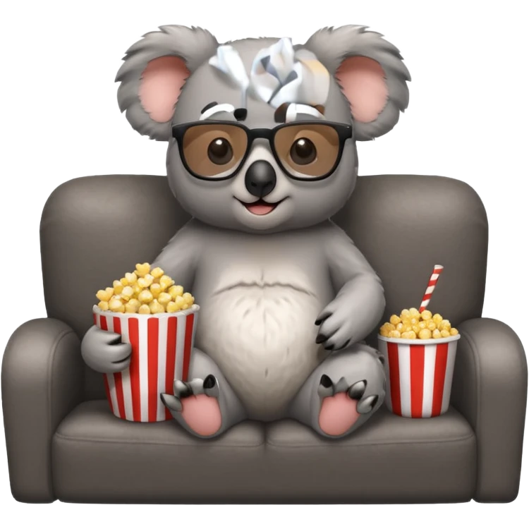 A koala with glasses watching movie emoji