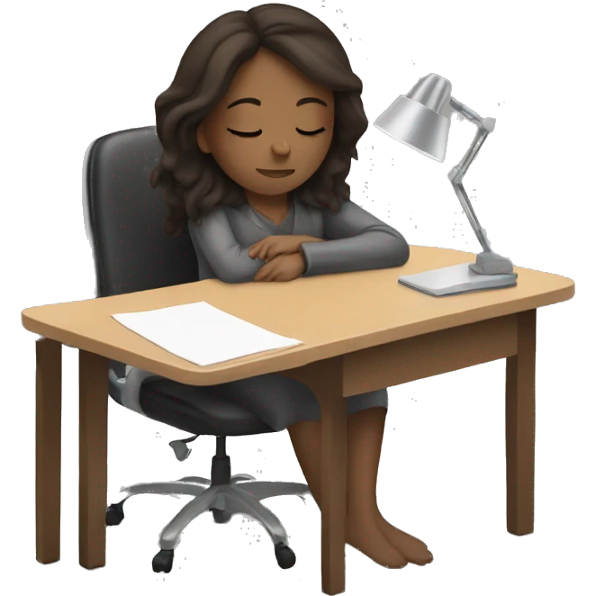 Brunette girl sleeping at desk emoji