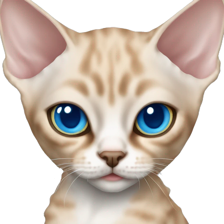 Devon rex cat light fur color and blue eyes emoji